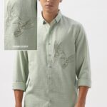 Humming Birds Vienna Green Nature-Inspired Embroidered Shirt
