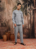 Mandarin Collar Pure Cotton Shirt with Trousers