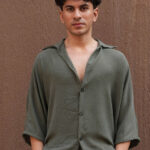 Textured Shirt Collar Oversized Shirt With Trousers