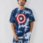Men’s Oversize Cotton Tie Dye Blue Co-Ord Set
