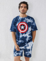 Men’s Oversize Cotton Tie Dye Blue Co-Ord Set