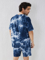 Men’s Oversize Cotton Tie Dye Blue Co-Ord Set - Image 3