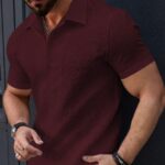 Men’s Stylish Casual Textured Red Shirt