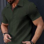 Men’s Stylish Casual Textured Green Shirt