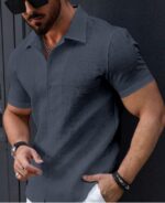 Men’s Stylish Casual Textured Gray Shirt