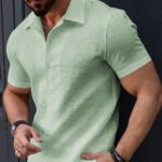 Men’s Stylish Casual Textured Pista Shirt