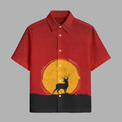 Red Printed Half Sleeve Shirt for Men Party Wear Street Style Fashion