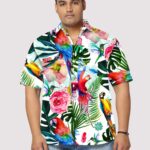 Exotic Parrot Pattern Digital Men Plus Size Half Sleeve Shirt