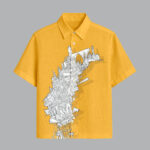 Yellow Printed Half Sleeve Shirt for Men Trendy Summer Streetwear
