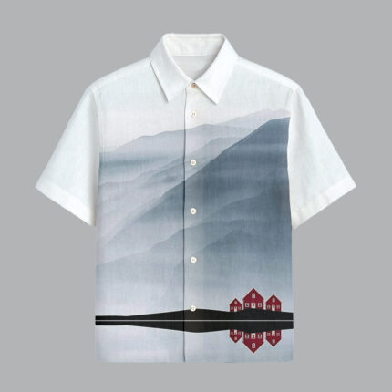 White Printed Half Sleeve Shirt for Men Premium Cotton Casual Wear