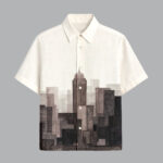 Beige Printed Half Sleeve Shirt for Men Premium Casual Summer Wear