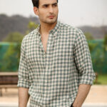 Meadow Green Checkered Pre-Washed Linen Cotton Premium Casual Shirt