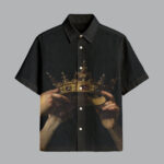 Black Crown Printed Half Sleeve Shirt for Men Royal Street Style Outfit