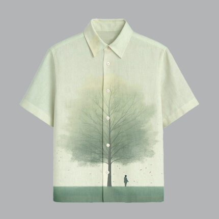 Pista Green Printed Half Sleeve Shirt for Men Trendy Minimal Look