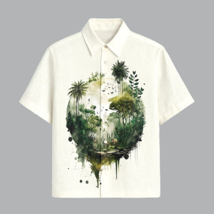 Off White Premium Printed Half Sleeve Shirt for Men Summer Resort Style