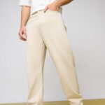 Classic Cream Minimal Clean Look Straight-Fit Denim Jeans