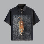 Black Designer Printed Half Sleeve Shirt for Men Luxury Streetwear Style