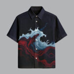 Black Modern Printed Half Sleeve Shirt for Men Smart Casual Office Wear