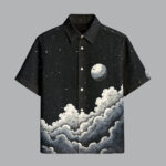 Black Cool Printed Half Sleeve Shirt for Men Fashionable Slim Fit