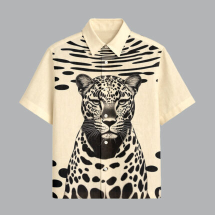 Beige Designer Printed Half Sleeve Shirt for Men Trendy Vacation Outfit