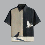 Black and Grey Printed Half Sleeve Shirt for Men Luxury Casual Fashion