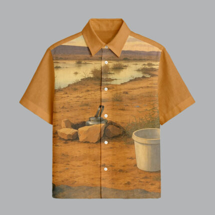 Mustard Printed Half Sleeve Shirt for Men Trendy Streetwear Fashion