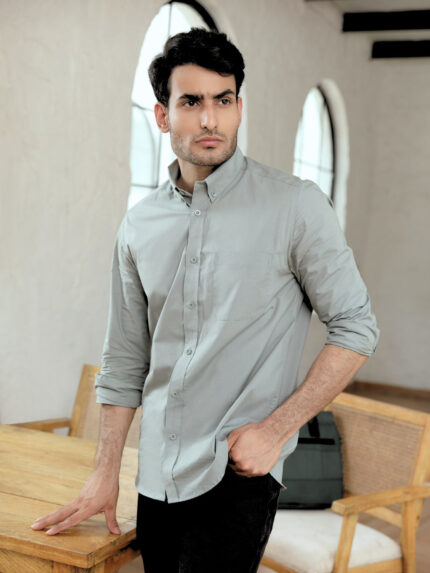 Pastel Pista Green Solid Fresh Look Casual Shirt