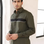 Cedar Green Cut and Sew Cotton Modern Casual Shirt