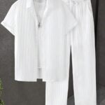 Sugar Cane White Color Mens Full Set Trouser And Shirt Half Sleeves
