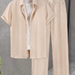 Sugar Cane Cream Color Mens Full Set Trouser And Shirt Half Sleeves