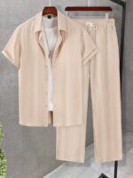 Sugar Cane Cream Color Mens Full Set Trouser And Shirt Half Sleeves