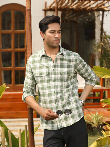 Forest Green Checkered Nature Inspired Casual Shirt
