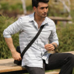 Mint Green Horizontal Striped Sporty Casual Shirt