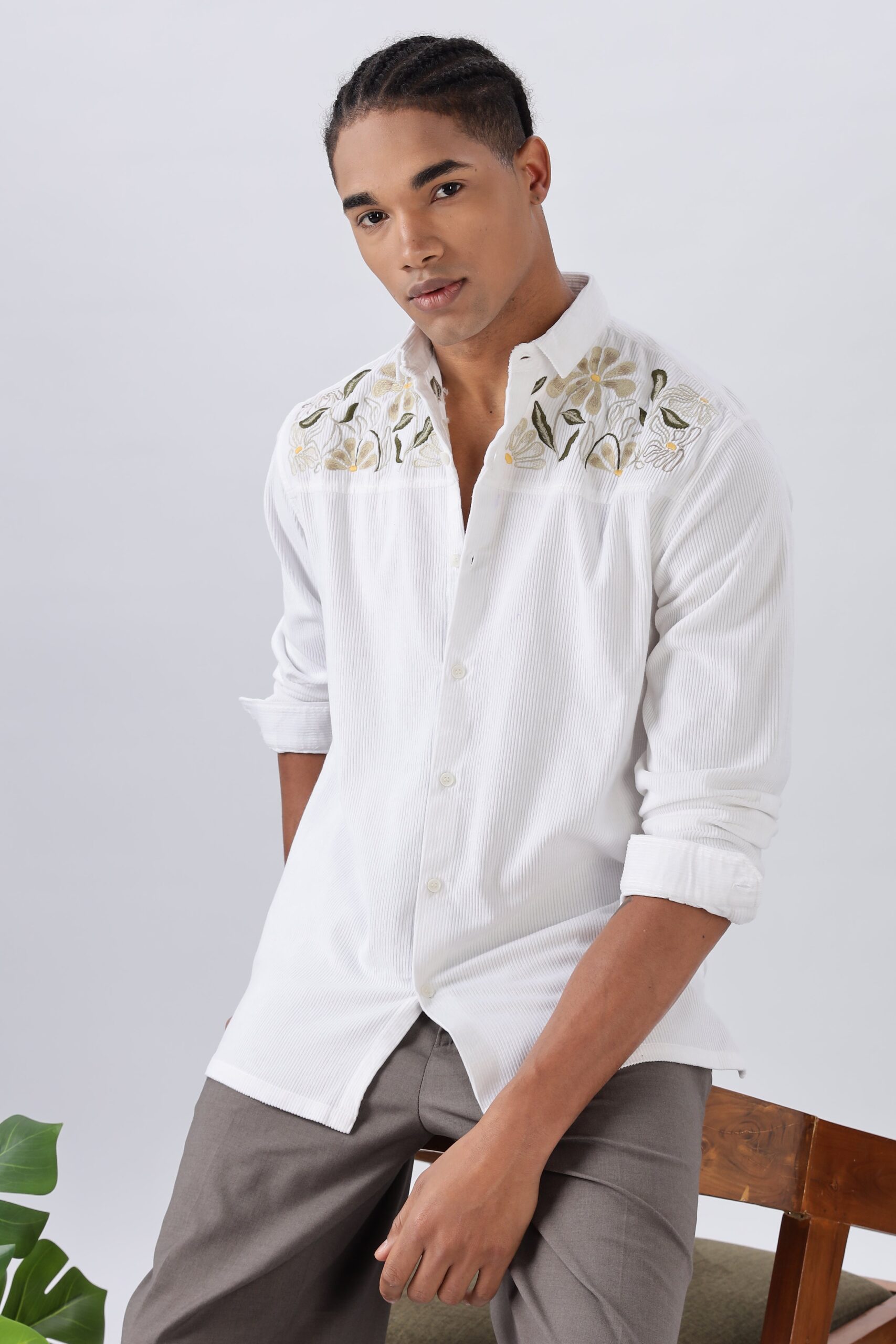 1L9A2154-scaled-1.jpg Pure Cord White Premium Embroidered Shirt - Image 1