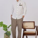 Summer White Lighthouse Coastal Embroidered Shirt