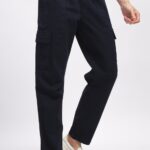 Navy Blue Relaxed-Fit Cargo Pants for Men