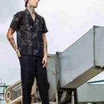 Black Linen Embroidered Notched Lapel Korean Shirt & All Day Pants Co-ord Set