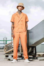 Brown Color Notched Lapel Textured Fabric Shirt & All Day Lounge Pants Co-ord Set - Image 2