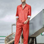 Rust Oversized Textured Fabric Shacket Shirt & All Day Pants Co-ord Set