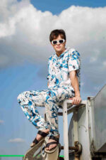 Off White Relaxed Fit Cuban Collar Shirt & All Day Pants Abstract Printed Co-ord Set - Image 2