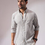 Black Striped Linen Blend Stylish Casual Shirt