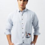 Sundown Sail Blue Embroidered Breezy Casual Shirt