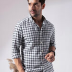 Black Checkered Linen Blend Sharp Look Casual Shirt