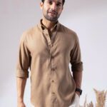 Brown Pre-Washed Linen Blend Timeless Casual Wear Shirt