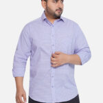 Plus Size Men Regular Fit Purple and Blue Checked Formal Shirt