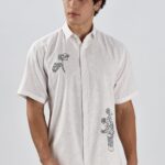 Sketches on Silence Abstract Embroidered Shirt
