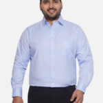Plus Size Men Comfort Fit Blue Solid Pure Cotton Shirt