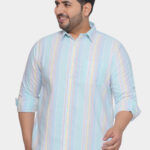 Plus Size Men Regular Fit Cotton Multicolour Striped Full Sleeve Casual Shirt
