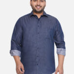 Plus Size Men Comfort Fit Blue Printed Cotton Casual Shirt