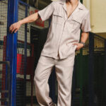 Champagne Beige Linen Casual Relaxed Fit Short Sleeve Shirt & Gurkha Pants Co-Ord Set